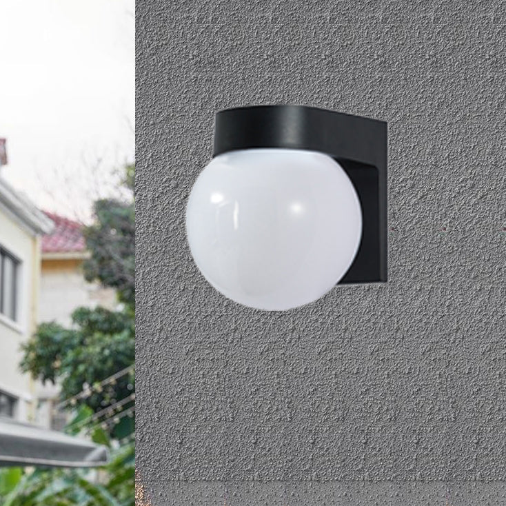 Modern Simplicity Waterproof Orb Polycarbonate Acrylic 1-Light Wall Sconce Lamp For Outdoor Patio | Bowlift
