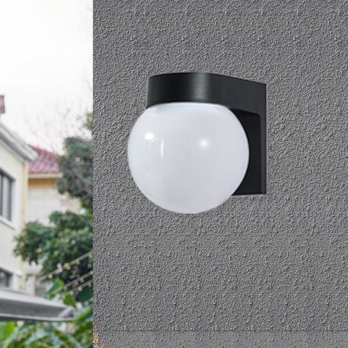 Modern Simplicity Waterproof Orb Polycarbonate Acrylic 1-Light Wall Sconce Lamp For Outdoor Patio | Bowlift