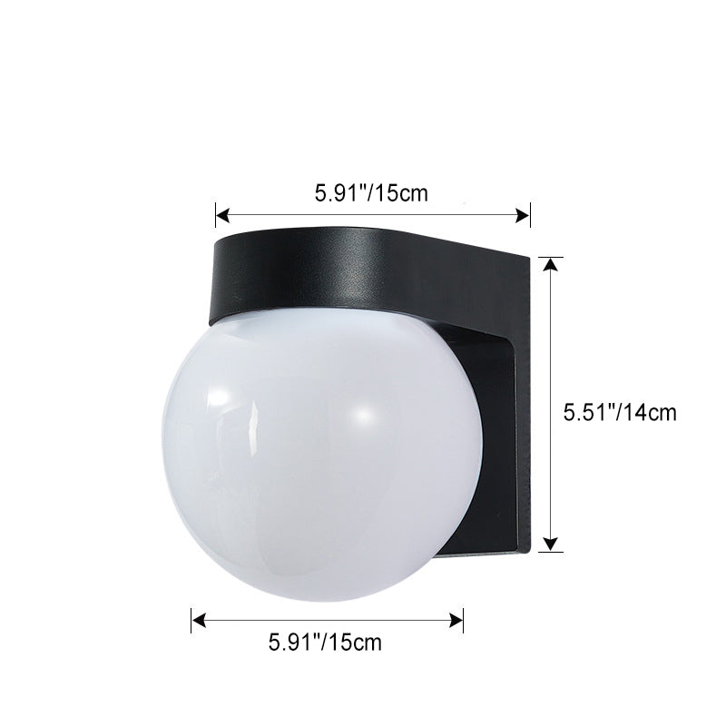 Modern Simplicity Waterproof Orb Polycarbonate Acrylic 1-Light Wall Sconce Lamp For Outdoor Patio | Bowlift