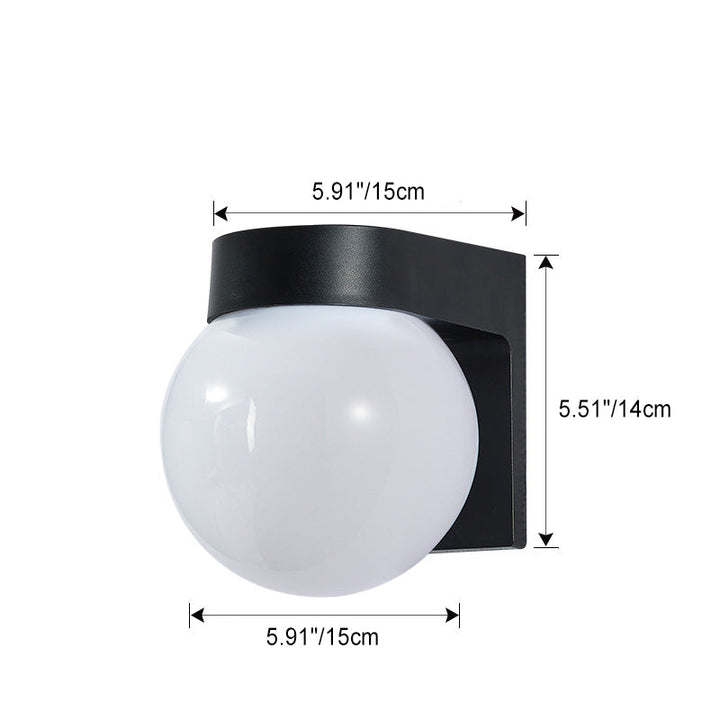 Modern Simplicity Waterproof Orb Polycarbonate Acrylic 1-Light Wall Sconce Lamp For Outdoor Patio | Bowlift