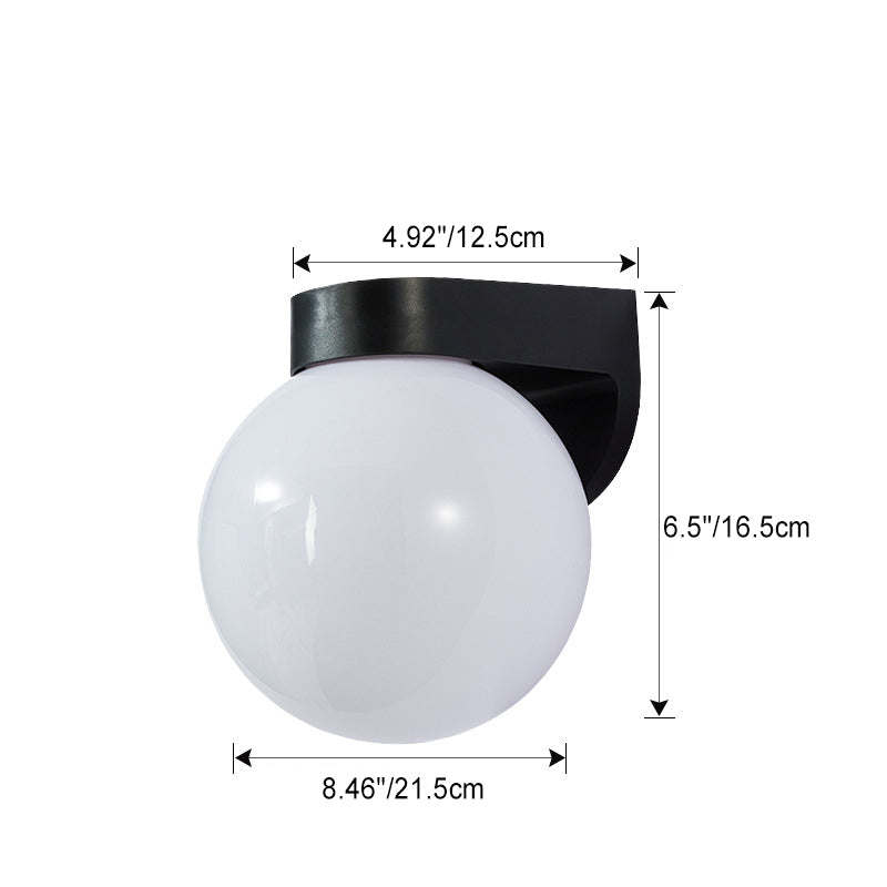 Modern Simplicity Waterproof Orb Polycarbonate Acrylic 1-Light Wall Sconce Lamp For Outdoor Patio | Bowlift
