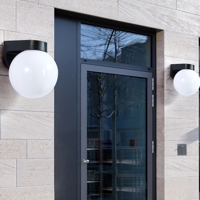 Modern Simplicity Waterproof Orb Polycarbonate Acrylic 1-Light Wall Sconce Lamp For Outdoor Patio | Bowlift