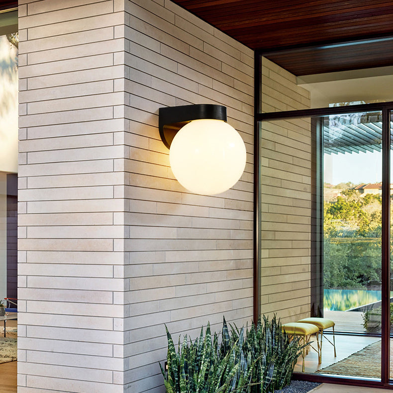 Modern Simplicity Waterproof Orb Polycarbonate Acrylic 1-Light Wall Sconce Lamp For Outdoor Patio | Bowlift