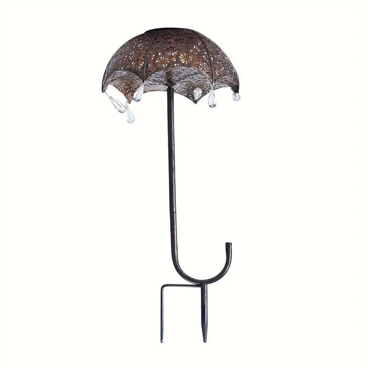 Modern Art Deco Solar Waterproof Umbrella Iron LED Ground Plug Outdoor Light For Garden | Bowlift