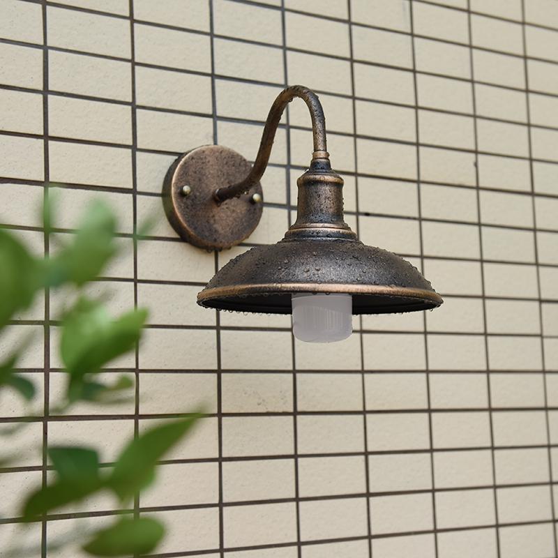 Contemporary Industrial Round Pot Lid Shape Curved Rod Iron Shade 1-Light Wall Sconce Lamp For Outdoor Patio | Bowlift