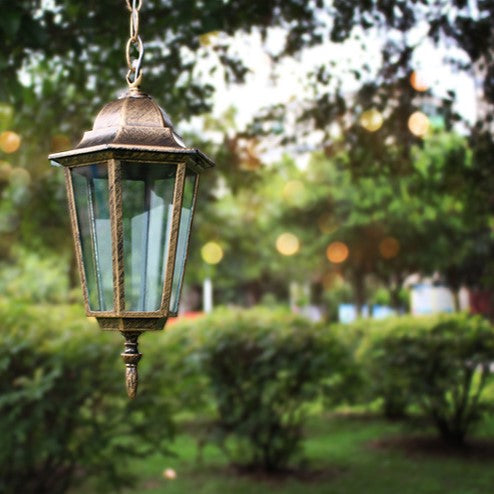 Traditional Vintage Waterproof Hexagonal Aluminum Acrylic 1-Light Pendant Light For Outdoor Patio | Bowlift