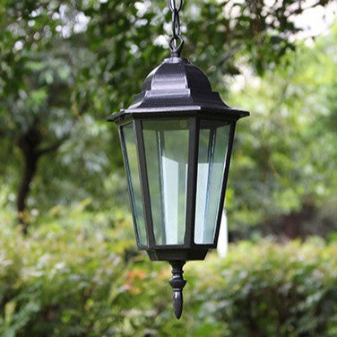 Traditional Vintage Waterproof Hexagonal Aluminum Acrylic 1-Light Pendant Light For Outdoor Patio | Bowlift