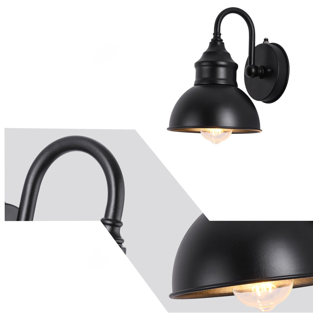Modern Minimalist Outdoor Waterproof Round Curved Pole Iron Shade 1-Light Wall Sconce Lamp For Garden | Bowlift