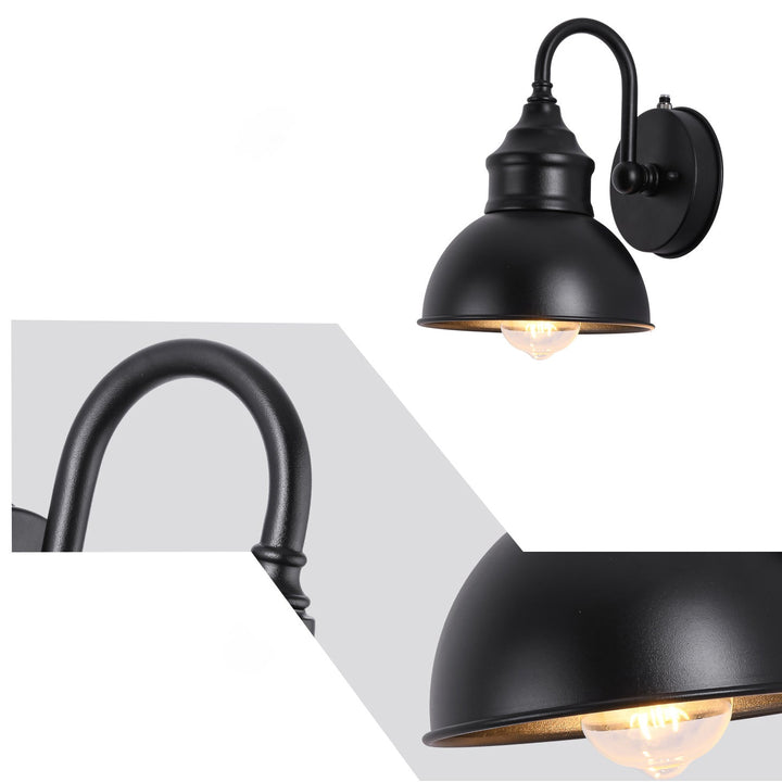 Modern Minimalist Outdoor Waterproof Round Curved Pole Iron Shade 1-Light Wall Sconce Lamp For Garden | Bowlift
