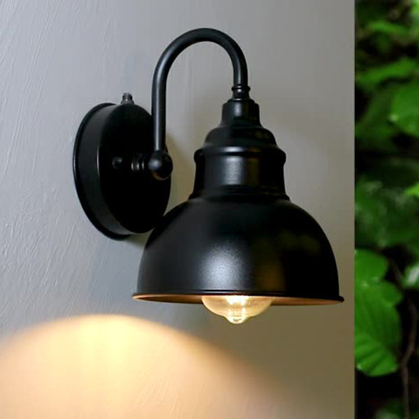 Modern Minimalist Outdoor Waterproof Round Curved Pole Iron Shade 1-Light Wall Sconce Lamp For Garden | Bowlift