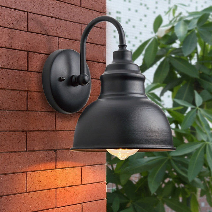 Modern Minimalist Outdoor Waterproof Round Curved Pole Iron Shade 1-Light Wall Sconce Lamp For Garden | Bowlift