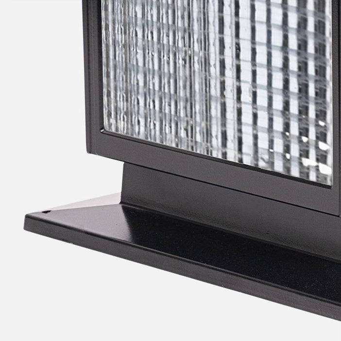 Modern Minimalist Solar Waterproof Rectangular Diamond Stripe Glass Shade Aluminum Frame LED Post Head Light For Garden | Bowlift
