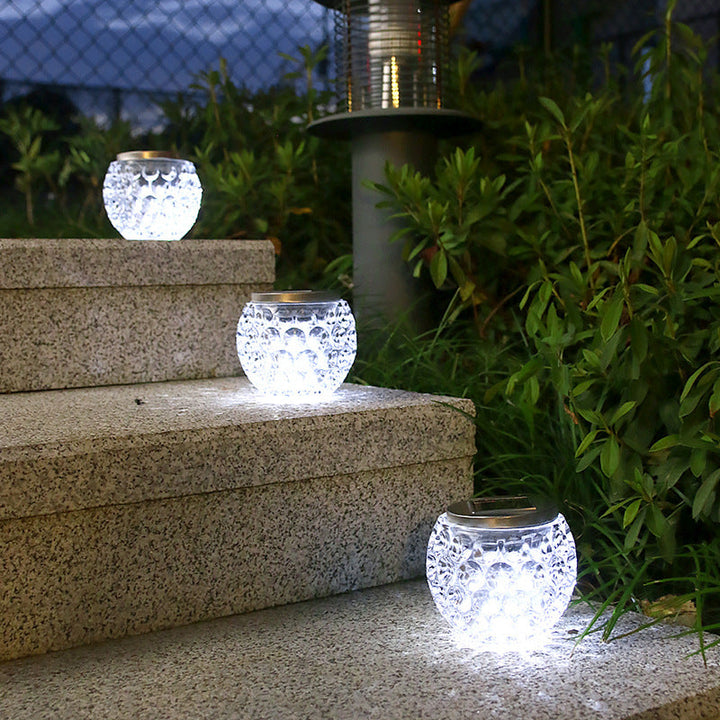 Modern Art Deco Solar Glass Jar Full Of Stars ABS Stainless Steel LED Outdoor Lights For Garden | Bowlift