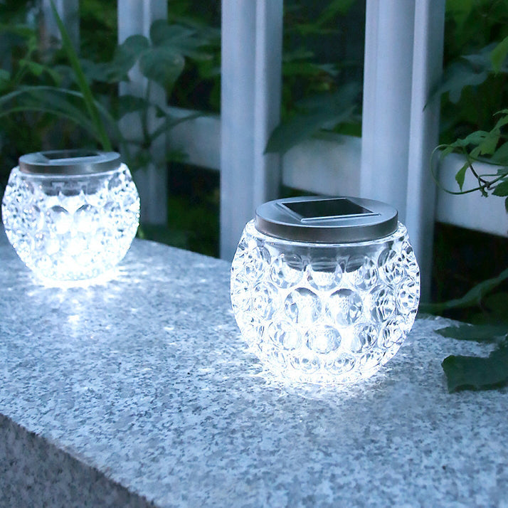 Modern Art Deco Solar Glass Jar Full Of Stars ABS Stainless Steel LED Outdoor Lights For Garden | Bowlift