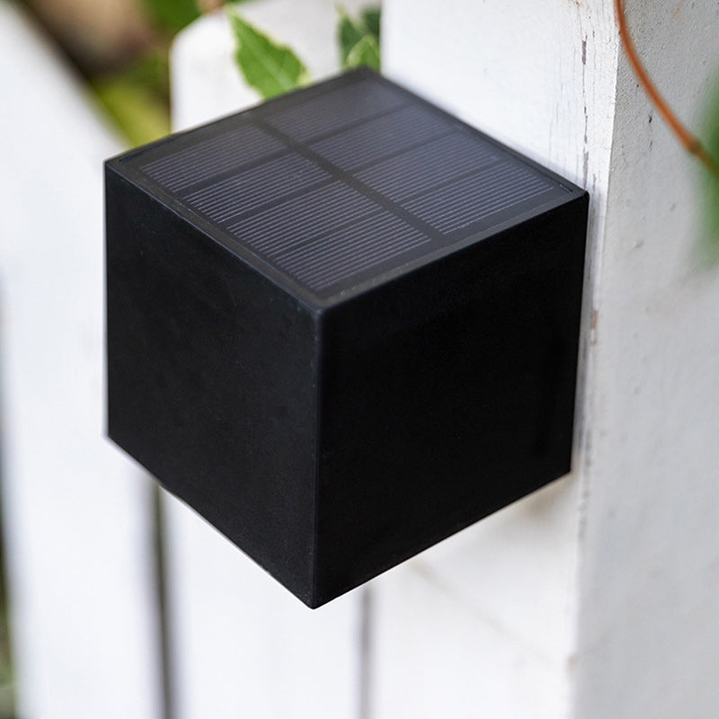 Modern Minimalist Cube Plastic Solar LED Wall Sconce Lamp For Garden | Bowlift
