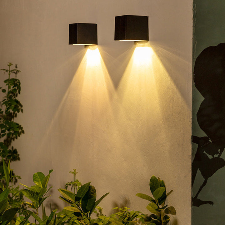 Modern Minimalist Cube Plastic Solar LED Wall Sconce Lamp For Garden | Bowlift