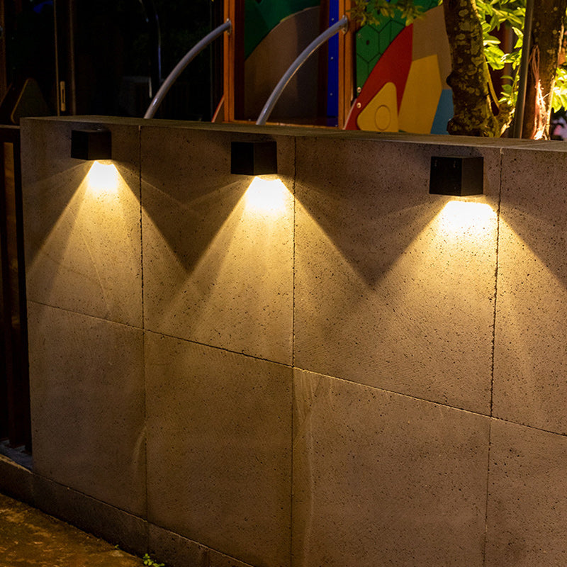 Modern Minimalist Cube Plastic Solar LED Wall Sconce Lamp For Garden | Bowlift