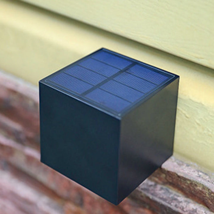 Modern Minimalist Cube Plastic Solar LED Wall Sconce Lamp For Garden | Bowlift