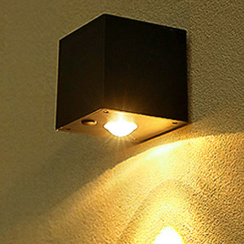 Modern Minimalist Cube Plastic Solar LED Wall Sconce Lamp For Garden | Bowlift