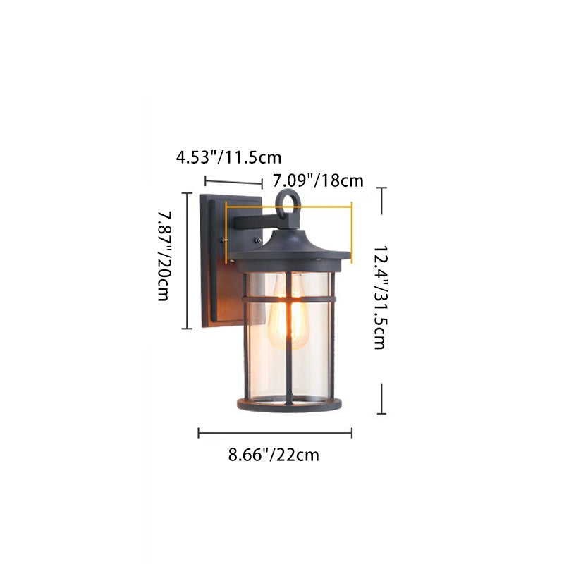 Contemporary Industrial Column Aluminum Glass 1-Light Wall Sconce Lamp For Garden | Bowlift