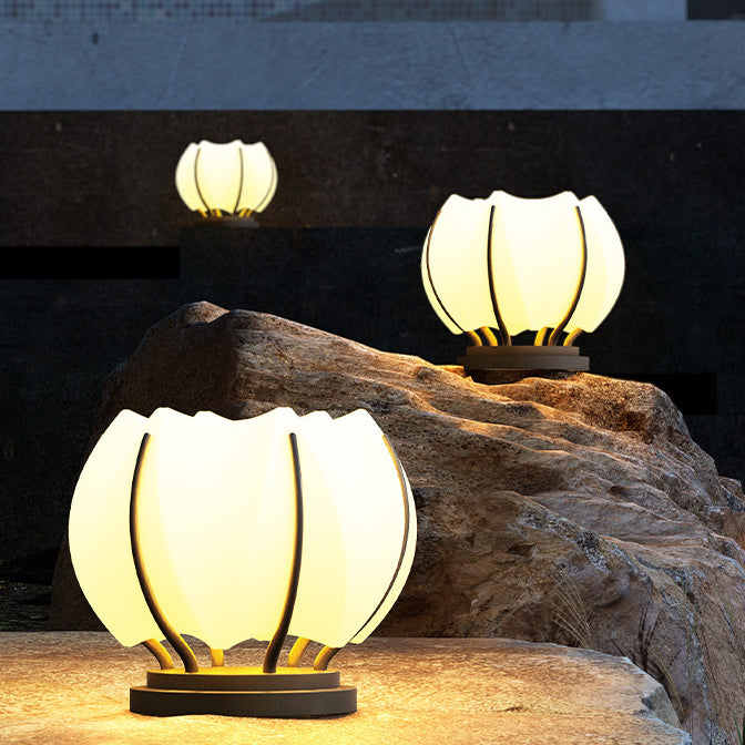 Contemporary Creative Flower Iron Plastic LED Post Head Light For Garden | Bowlift