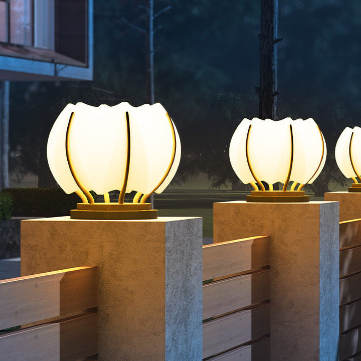 Contemporary Creative Flower Iron Plastic LED Post Head Light For Garden | Bowlift
