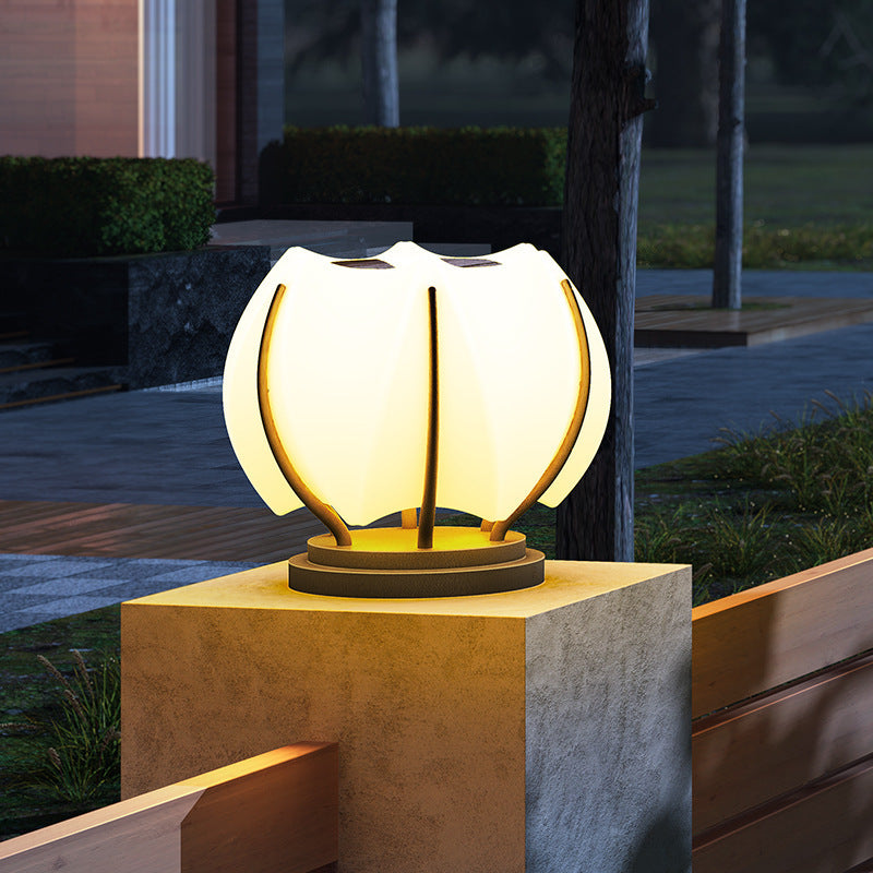Contemporary Creative Flower Iron Plastic LED Post Head Light For Garden | Bowlift
