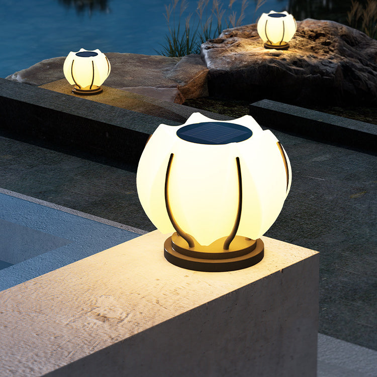 Contemporary Creative Flower Iron Plastic LED Post Head Light For Garden | Bowlift