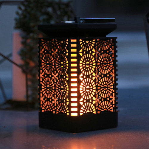 Contemporary Retro Solar Waterproof Rectangular Lantern Flame ABS LED Landscape Lighting Outdoor Light For Outdoor | Bowlift