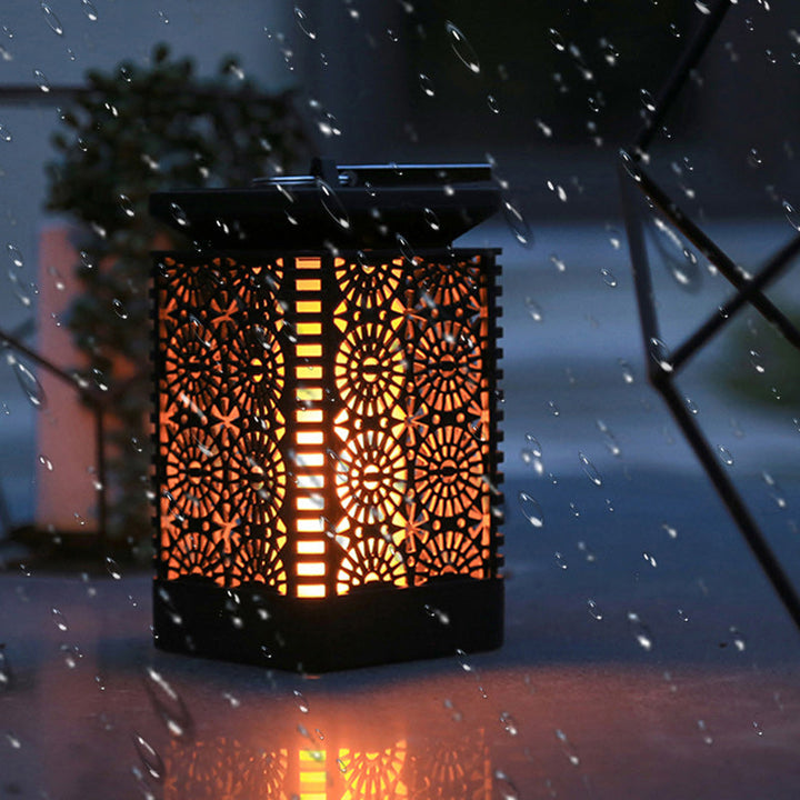 Contemporary Retro Solar Waterproof Rectangular Lantern Flame ABS LED Landscape Lighting Outdoor Light For Outdoor | Bowlift