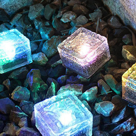 Modern Minimalist Solar Waterproof ABS Clear Glass Ice Cube Brick LED Outdoor Landscape Light For Garden | Bowlift