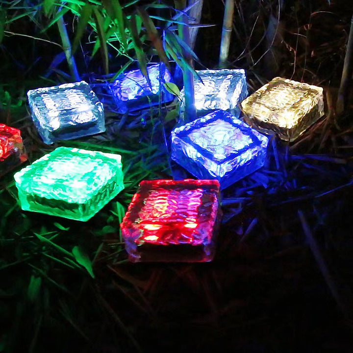 Modern Minimalist Solar Waterproof ABS Clear Glass Ice Cube Brick LED Outdoor Landscape Light For Garden | Bowlift