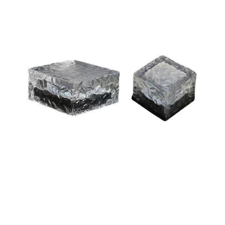 Modern Minimalist Solar Waterproof ABS Clear Glass Ice Cube Brick LED Outdoor Landscape Light For Garden | Bowlift