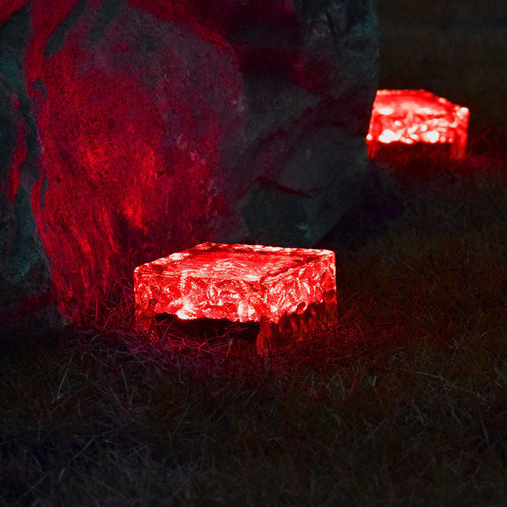 Modern Minimalist Solar Waterproof ABS Clear Glass Ice Cube Brick LED Outdoor Landscape Light For Garden | Bowlift