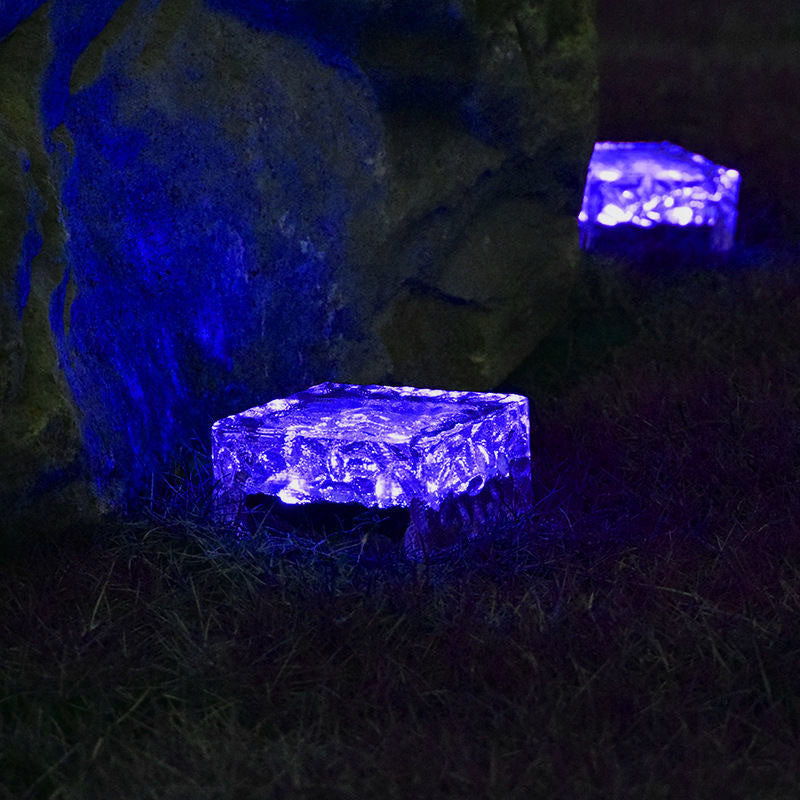 Modern Minimalist Solar Waterproof ABS Clear Glass Ice Cube Brick LED Outdoor Landscape Light For Garden | Bowlift