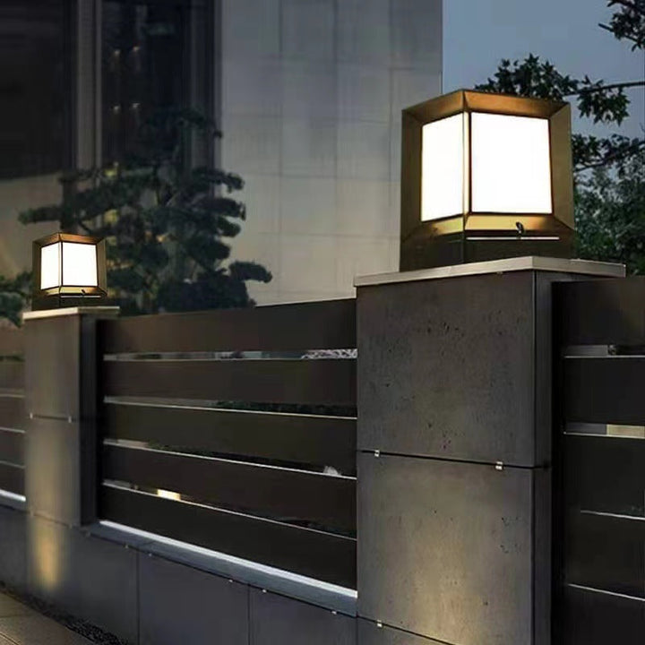 Modern Minimalist Waterproof Square-Shaped Aluminum Acrylic 1-Light Outdoor Post Light For Garden | Bowlift
