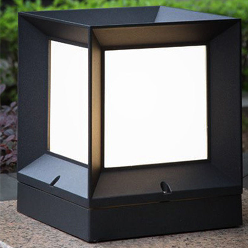 Modern Minimalist Waterproof Square-Shaped Aluminum Acrylic 1-Light Outdoor Post Light For Garden | Bowlift