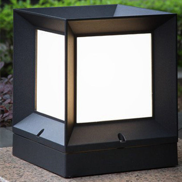 Modern Minimalist Waterproof Square-Shaped Aluminum Acrylic 1-Light Outdoor Post Light For Garden | Bowlift