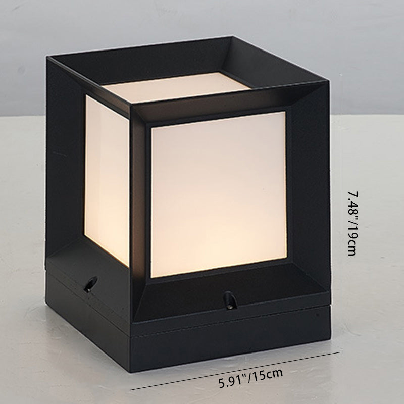 Modern Minimalist Waterproof Square-Shaped Aluminum Acrylic 1-Light Outdoor Post Light For Garden | Bowlift