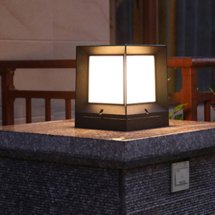 Modern Minimalist Waterproof Square-Shaped Aluminum Acrylic 1-Light Outdoor Post Light For Garden | Bowlift