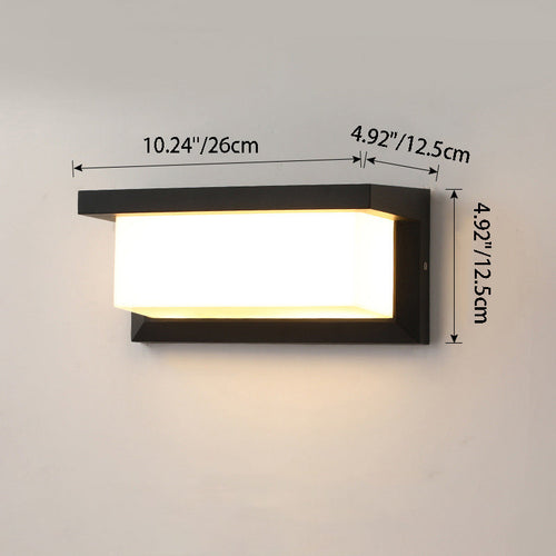 Modern Minimalist Rectangular Waterproof Aluminum LED Wall Sconce Lamp For Outdoor Patio | Bowlift