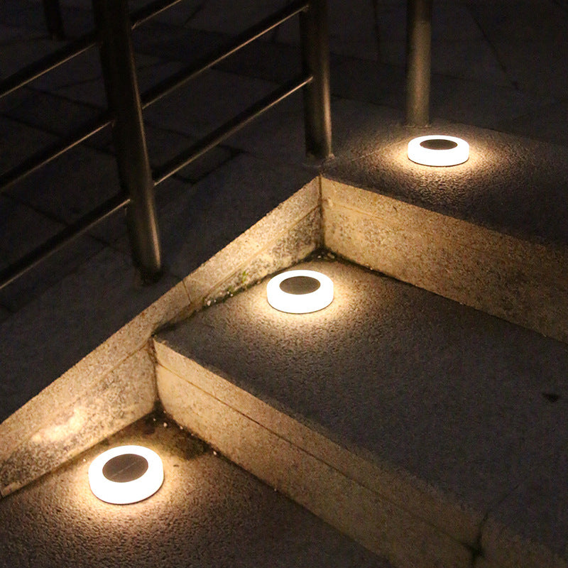 Modern Minimalist Solar Waterproof Round Cylinder Plastic ABS LED Ground Plug Landscape Light For Garden | Bowlift