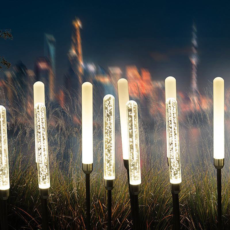 Contemporary Scandinavian Waterproof Cylinder Oval Reed Bubbles Stainless Steel Acrylic LED Outdoor Lawn Landscape Lamp For Outdoor Patio | Bowlift
