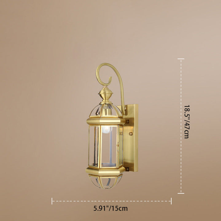 Modern Luxury Waterproof Cylinder Rectangle Half Round Copper Glass 1/3/6 Light Wall Sconce Lamp For Garden | Bowlift