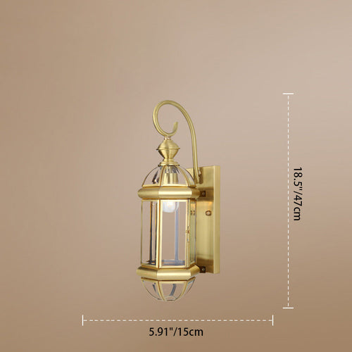 Modern Luxury Waterproof Cylinder Rectangle Half Round Copper Glass 1/3/6 Light Wall Sconce Lamp For Garden | Bowlift