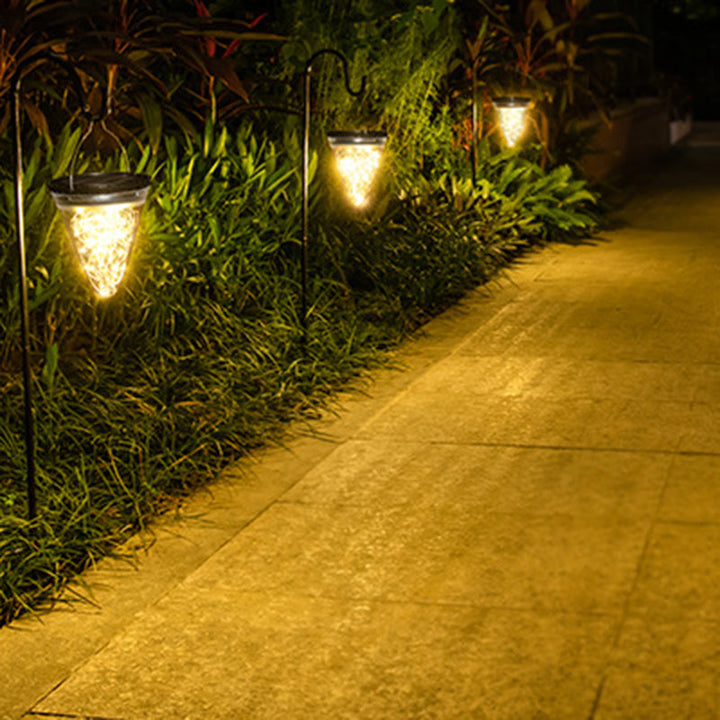 Modern Minimalist Solar Waterproof Cone Filigree PC ABS LED Pendant Light For Garden | Bowlift