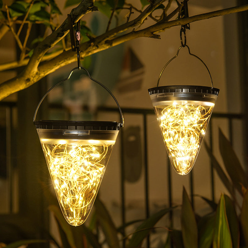 Modern Minimalist Solar Waterproof Cone Filigree PC ABS LED Pendant Light For Garden | Bowlift