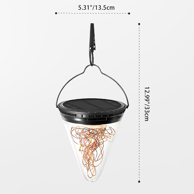 Modern Minimalist Solar Waterproof Cone Filigree PC ABS LED Pendant Light For Garden | Bowlift