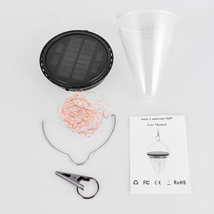 Modern Minimalist Solar Waterproof Cone Filigree PC ABS LED Pendant Light For Garden | Bowlift