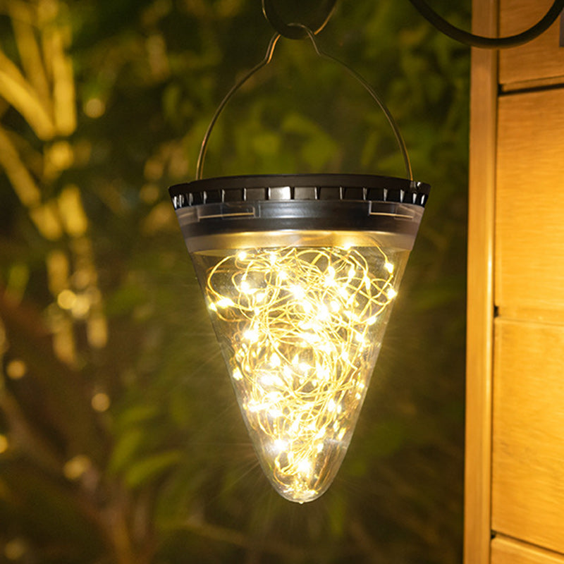 Modern Minimalist Solar Waterproof Cone Filigree PC ABS LED Pendant Light For Garden | Bowlift
